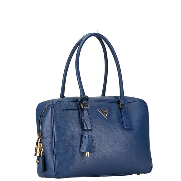 Prada Blue Triangle Tote Bag Saffiano Plate - Picture 1 of 12